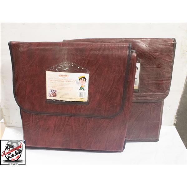2 NEW CROWN COOKWARE INSULATED PIZZA DILIVERY BAGS