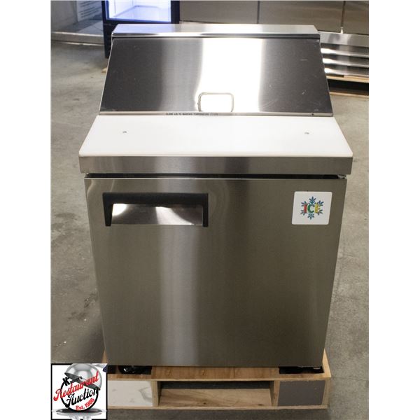 NEW ICE 27" PREP TABLE W/ 8 1/6 PLASTIC INSERTS