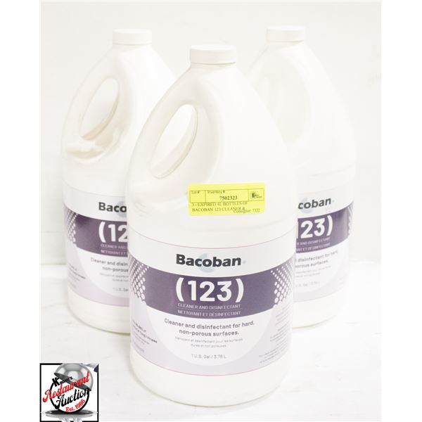 3 - EXPIRED 4L BOTTLES OF BACOBAN 123 CLEANER &