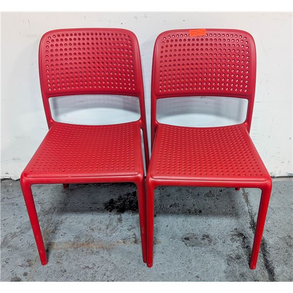 BAILIFF SEIZURE: 2 RED PLASTIC DINING CHAIRS