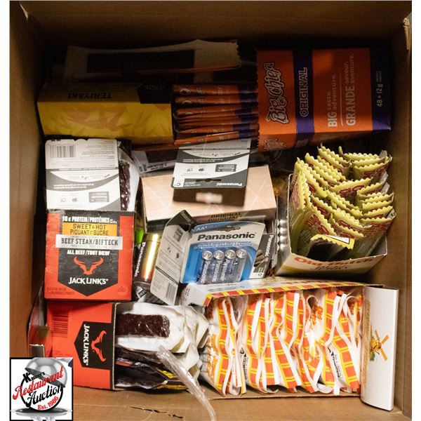 bAILIFF SEIZURE: BOX OF ASSORTED JERKY & MORE