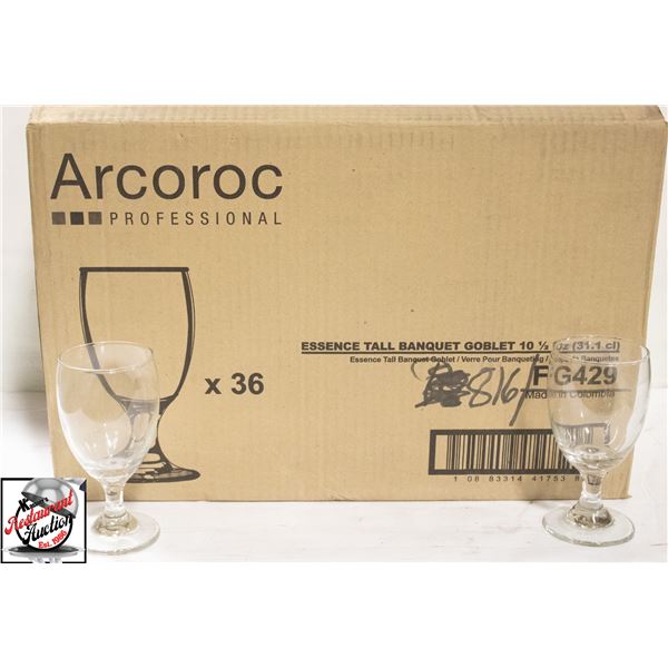 NEW CASE OF 36 ARCOROC 10 1/2 OZ BANQUET GOBLETS