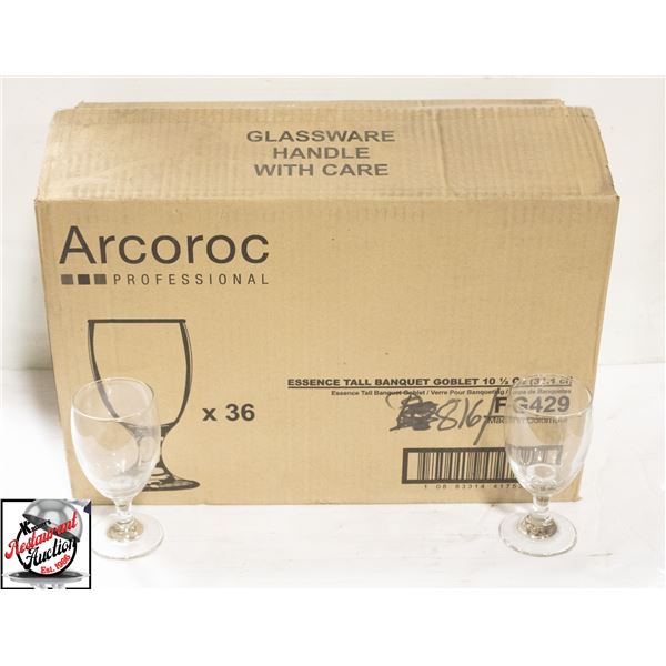 NEW CASE OF 36 ARCOROC 10 1/2 OZ BANQUET GOBLETS