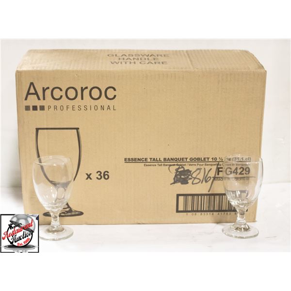 NEW CASE OF 36 ARCOROC 10 1/2 OZ BANQUET GOBLETS