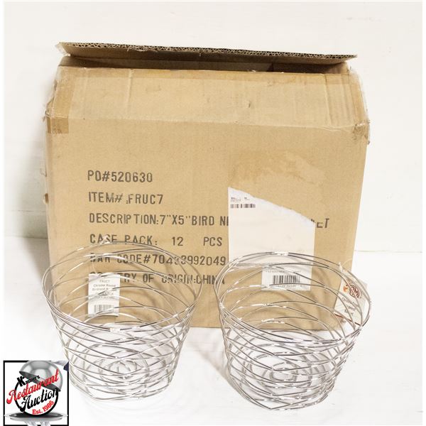 CASE W/ 12 NEW 7.5" X 5" BIRDS NEST FRUIT BASKETS