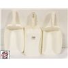 Image 1 : 3 NEW JOHNSON ROSE 64 OZ WHITE PLASTIC SCOOPS