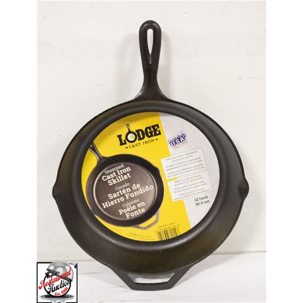 NEW LODGE 12" SEASONED CAST IRON SKILLET W/ HELPER