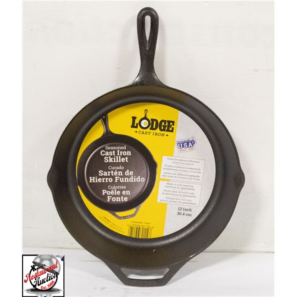 NEW LODGE 12" SEASONED CAST IRON SKILLET W/ HELPER