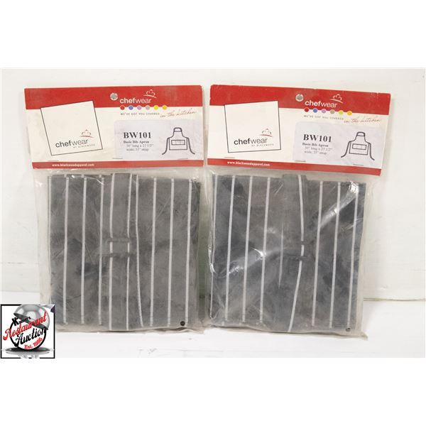 2 NEW CHEF WERA BASIC BIB APRONS 30" X 27.5" X 35"