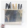 Image 1 : KNIFE RACK TABLE MOUNT WITH 7 ASSORTED KNIVES