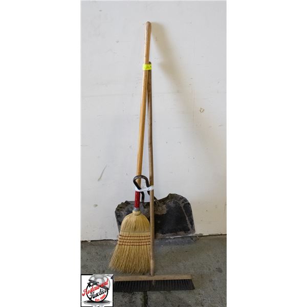 DUST PAN WITH 2 BROOMS