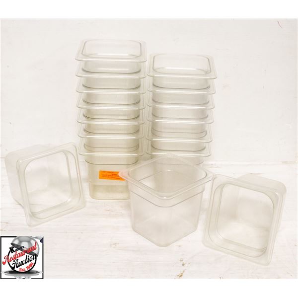 UNCLAIMED: 16 1/6TH POLYCARB INSERTS, 6" DEEP