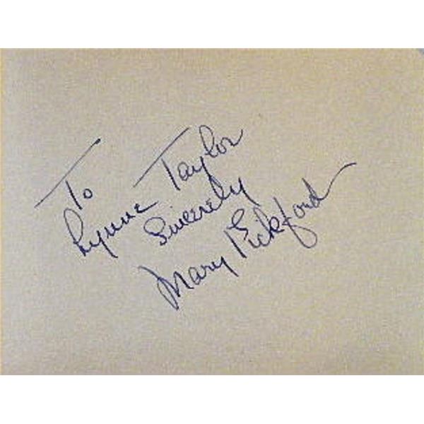 The Poor Little Rich Girl Mary Pickford signature slip