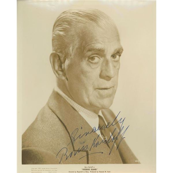 Boris Karloff Universal Monster signed photo. GFA Authenticated