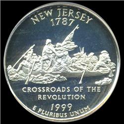 1999S NJ Silver 25c Proof Quarter Coin Graded ICG PR70 DCAM (COI-6355)