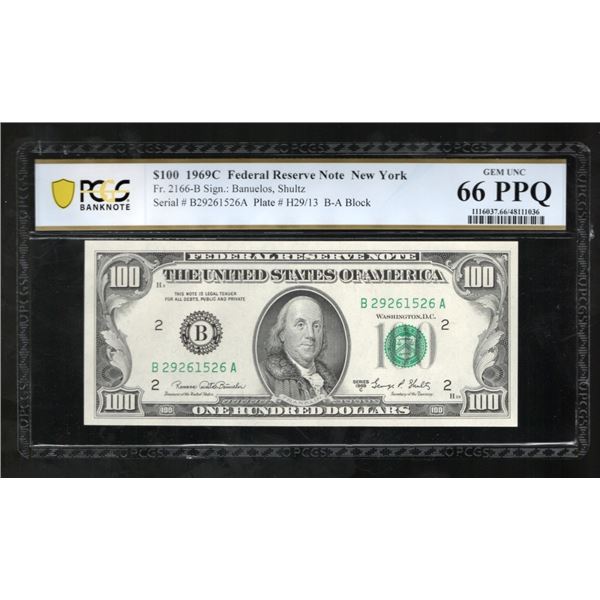 1969C $100 New York FRN PCGS 66PPQ