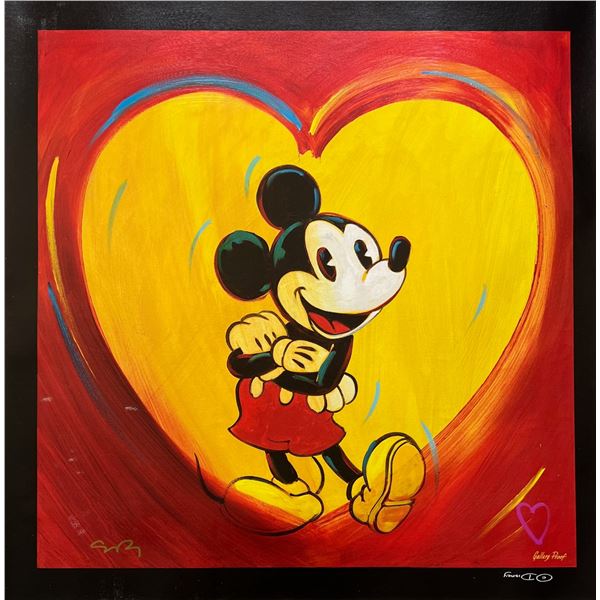 Simon Bull I HEART MICKEY MOUSE Hand Signed Giclee on Canvas