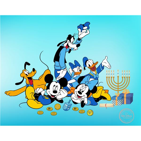 DISNEY HANUKKAH Mickey Minnie Goofy Pluto Sericel Animation Art Cel