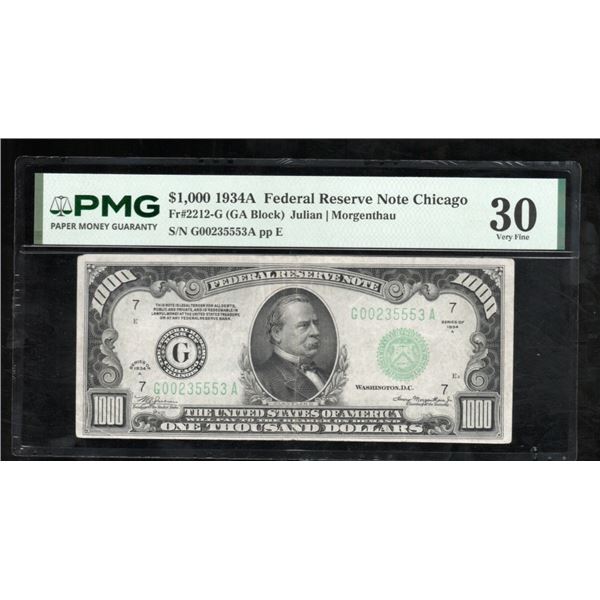 1934A $1000 Chicago FRN PMG 30