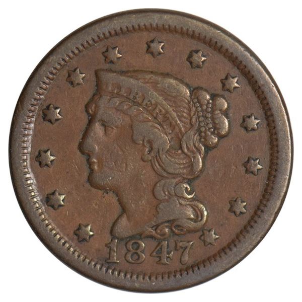 1847 Braided Hair Large Cent