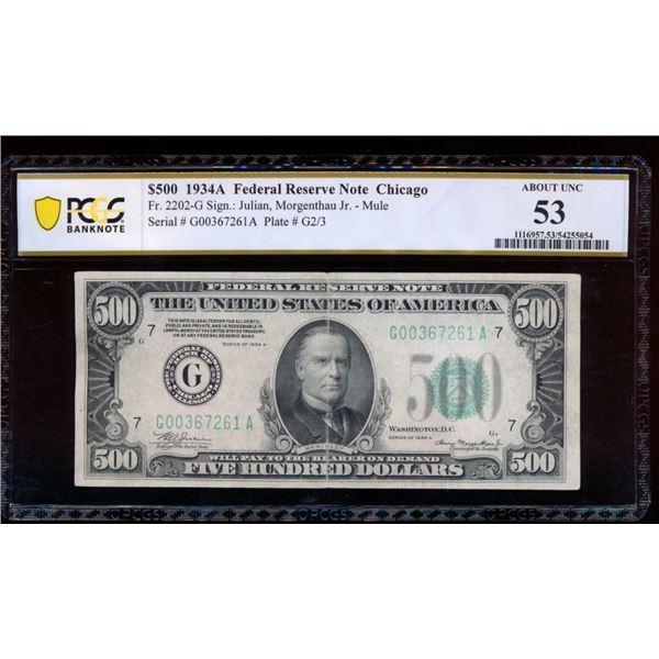 1934A $500 Chicago FRN PCGS 53