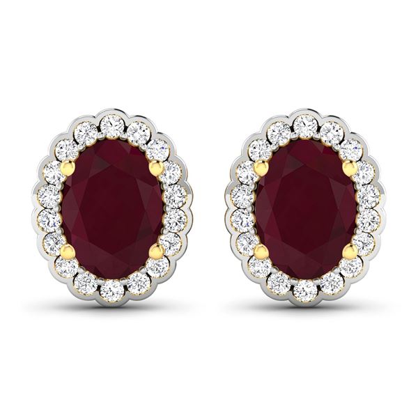 14KT Yellow Gold 1.7ctw Ruby and Diamond Earrings