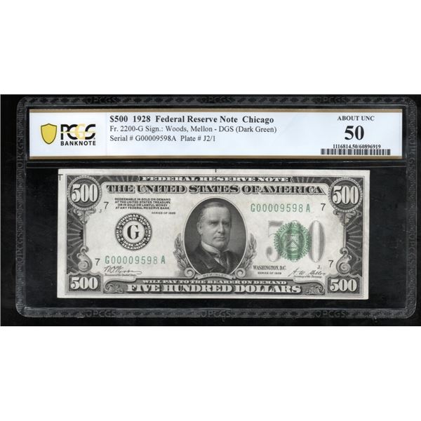 1928 $500 Chicago FRN PCGS 50