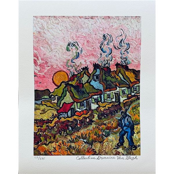 Vincent Van Gogh THATCHED COTTAGES Estate Signed Limited Edition Giclee