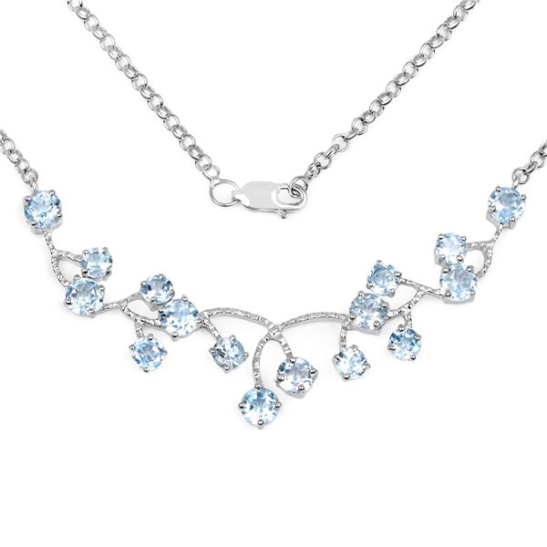 Plated Rhodium 7.36tw Blue Topaz Necklace