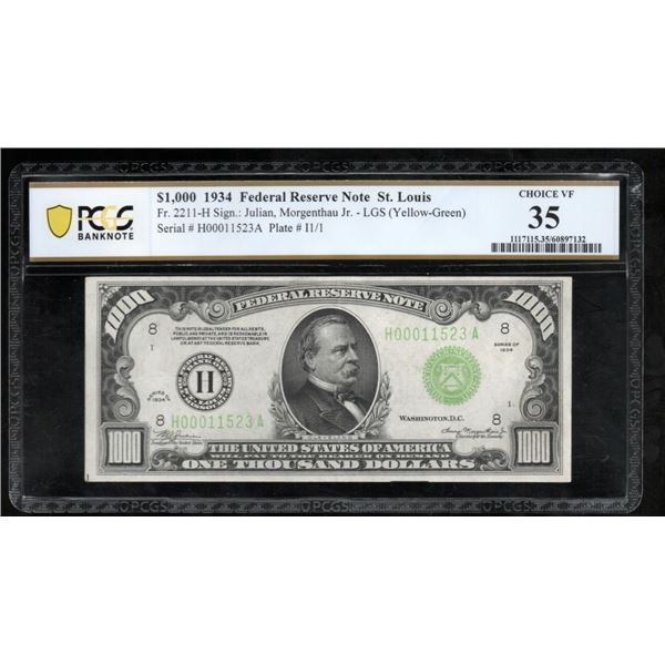 1934 $1000 St Louis FRN PCGS 35