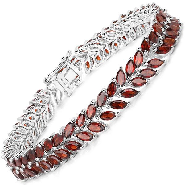 Plated 18KT White Gold 18.40ctw Garnet Bracelet