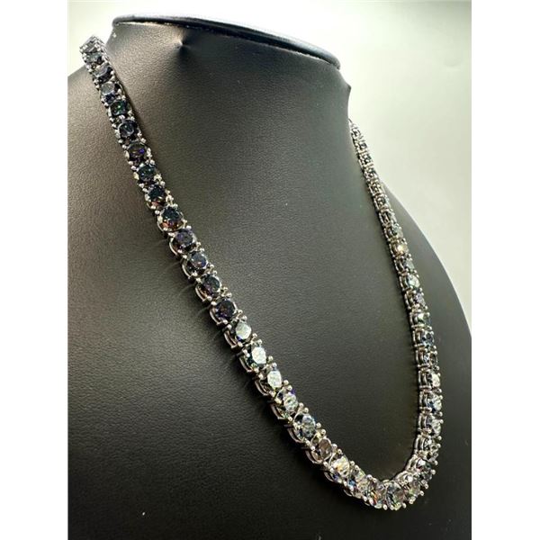 18KT White Gold Plated 69ctw Deep Purple Fire Moissanite Necklace
