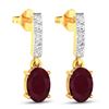 Image 3 : 14KT Yellow Gold 1.7ctw Ruby and Diamond Earrings