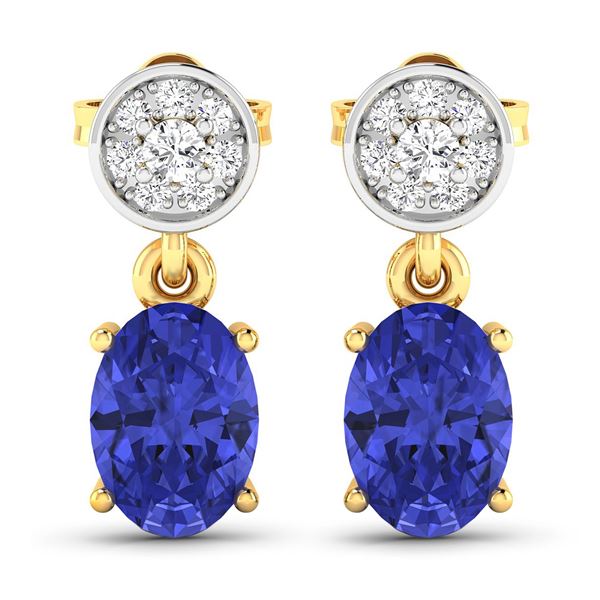 14KT Yellow Gold 1.24ctw Tanzanite and Diamond Earrings