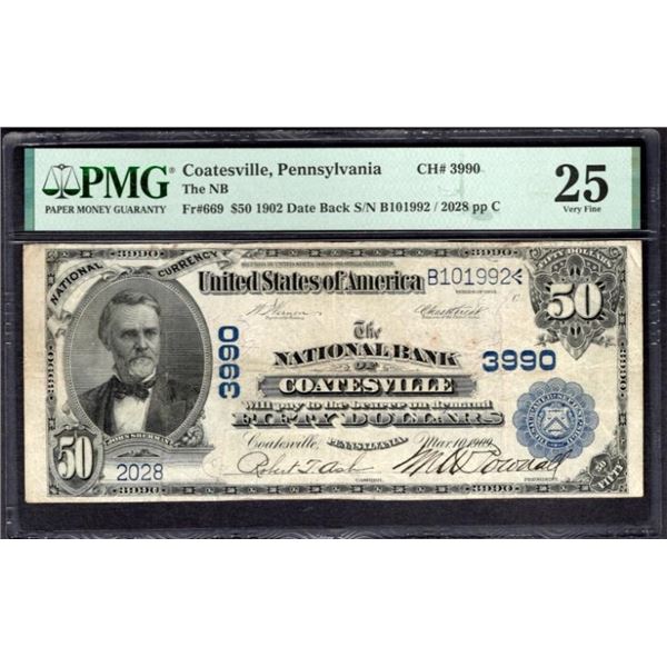 1902 $50 Coatesville PA National PMG 25