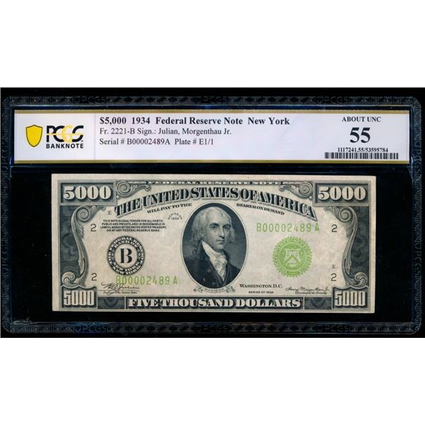 1934 $5000 New York FRN PCGS 55