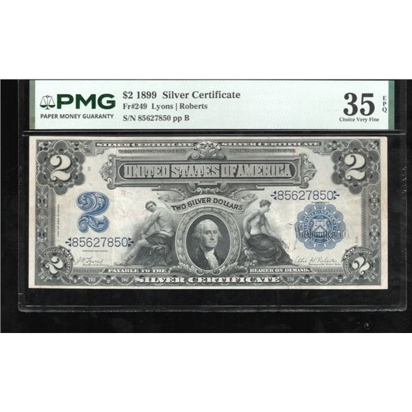 1899 $2 Mini Porthole Silver Certificate PMG 35EPQ