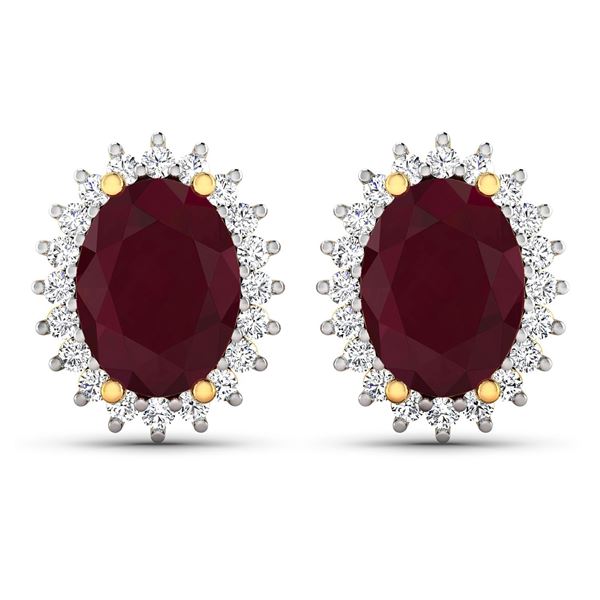 14KT Yellow Gold 3.00ctw Ruby and Diamond Earrings