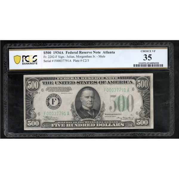 1934A $500 Atlanta FRN PCGS 35
