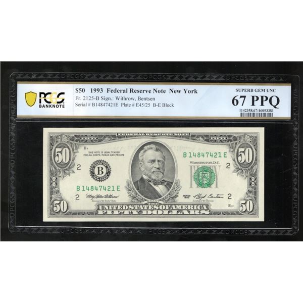 1993 $50 New York FRN PCGS 67PPQ
