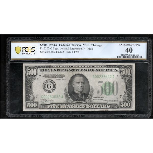 1934A $500 Chicago FRN PCGS 40