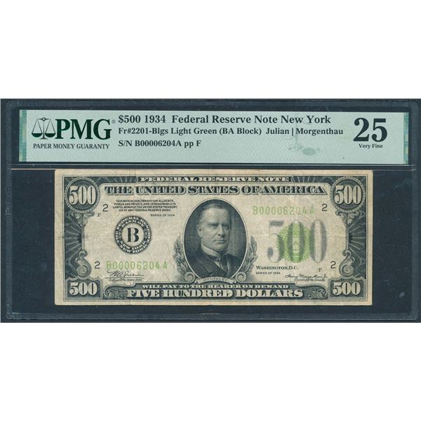 1934 $500 New York FRN PMG 25