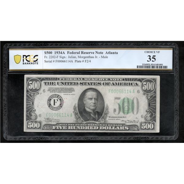 1934A $500 Atlanta FRN PCGS 35