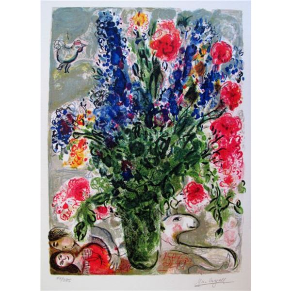Marc Chagall LES LUPINS BLEU Facsimile Signed Limited Edition Giclee