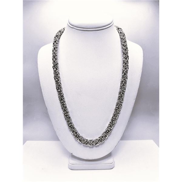 125.4 G 18 Kt White Gold Plated Diamond Cut Byzantine Chain