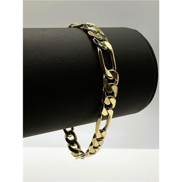 Sharp 14.5 Gram 14 Kt Yellow Gold Plate Italian Figaro Bracelet Bracelet