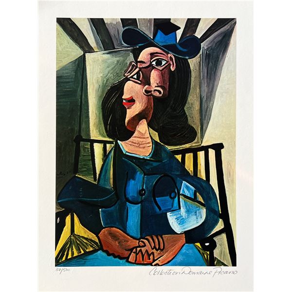Pablo Picasso WOMAN WITH HAT SEATED IN ARMCHAIR Estate Signed Limited Edition Giclee