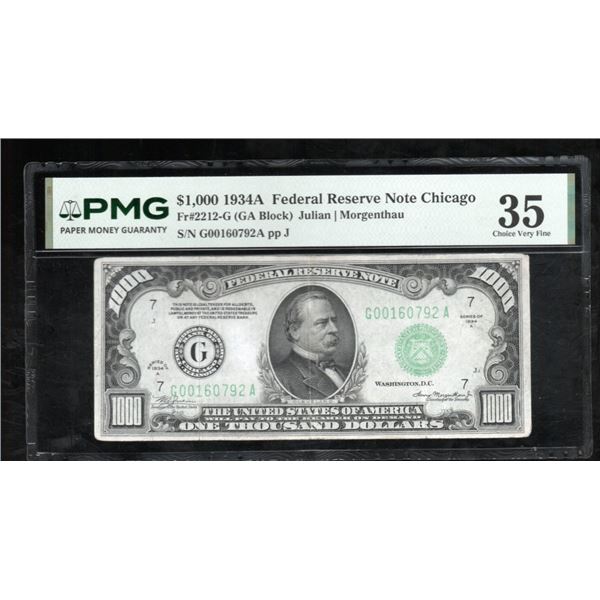 1934A $1000 Chicago FRN PMG 35
