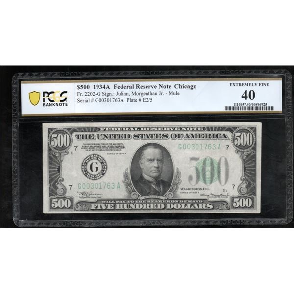 1934A $500 Chicago FRN PCGS 40