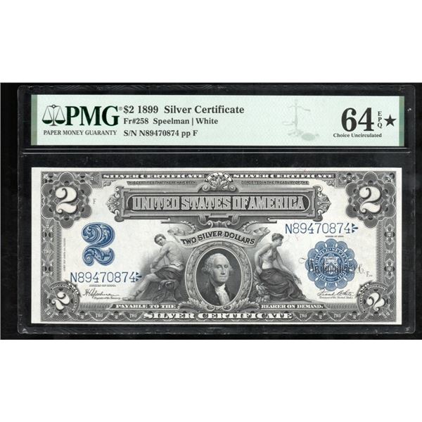 1899 $2 Mini Porthole Silver Certificate PMG 64EPQ*